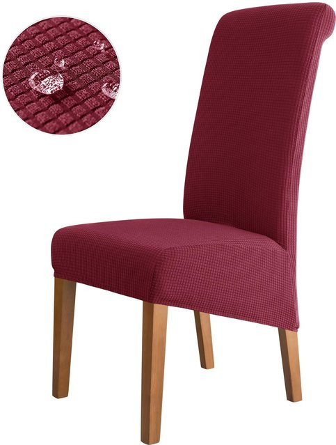 Wasserabweisender Stuhlbezug mit hoher Rückenlehne von BC-Warm Home in Braun, Jacquard-Stretch-Stuhlhussen für Esszimmer, XL-Größe (Breite: 45-58 cm) - Bild 1