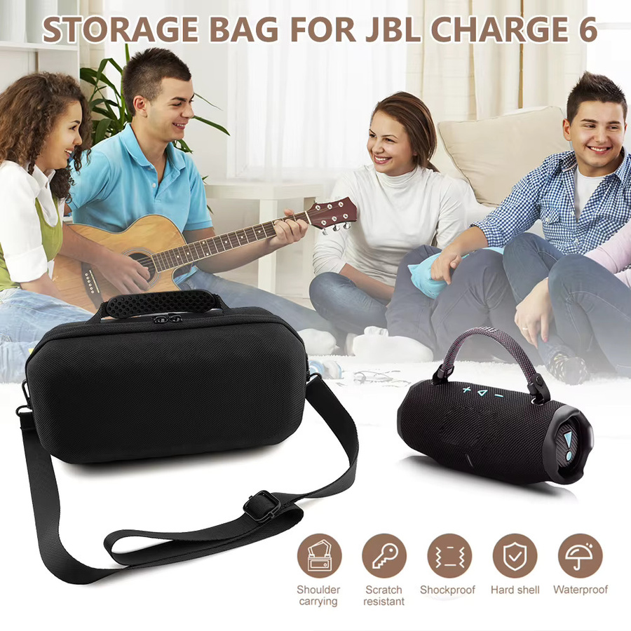 JBL Charge 6 Audio-Organizer: Harte EVA-Reisetasche als Umhängetasche mit verstellbarem Schultergurt in Schwarz - Bild 3