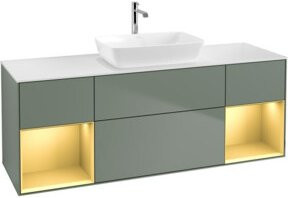 V&B Finion Waschtischunterschrank mit integrierter LED-Wandbeleuchtung, Breite: 160 cm, Grau lackiert - Bild 1