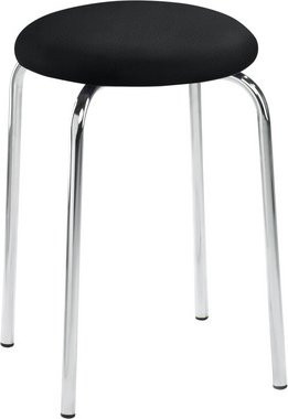 Mayer Sitzmöbel Universalhocker 1134 rund, Kunstleder schwarz, Gestell Chrom, B/T/H: 48 x 48 x 48 cm - Bild 1