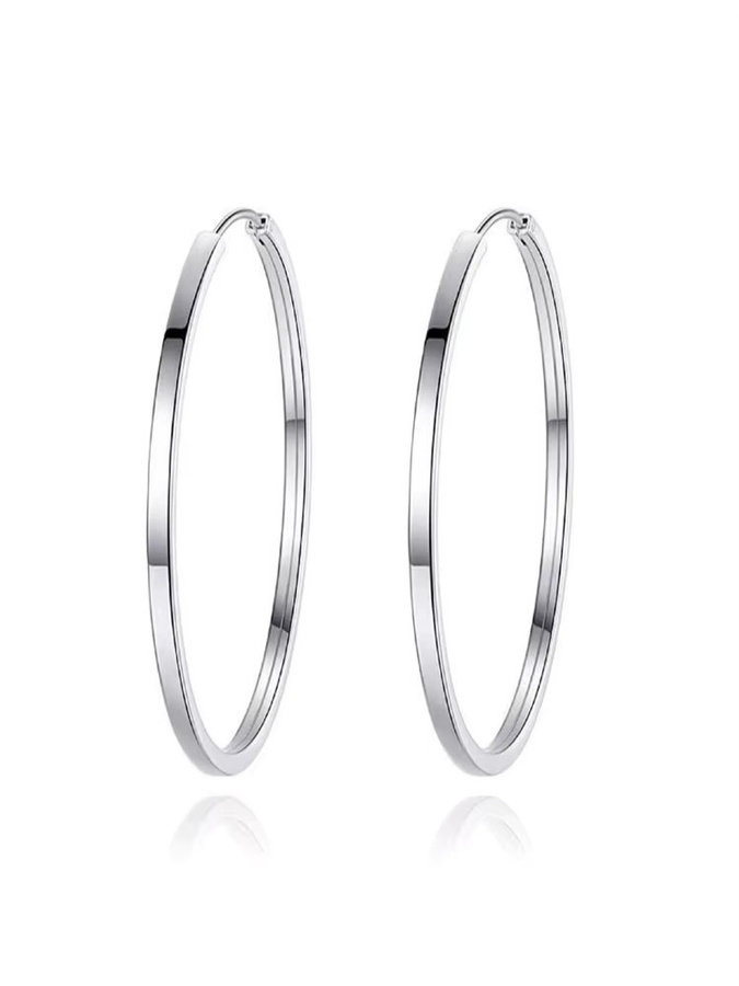 ALCADEN Hoop Ohrringe, Edelstahl, Silber, Damen, 30-60 mm - Bild 4