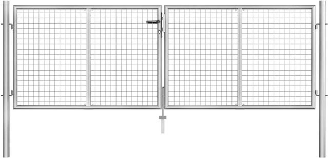 vidaXL Doppeltes Gartentor aus verzinktem Stahl in Silber, B/H: 289 x 75 cm - Bild 1