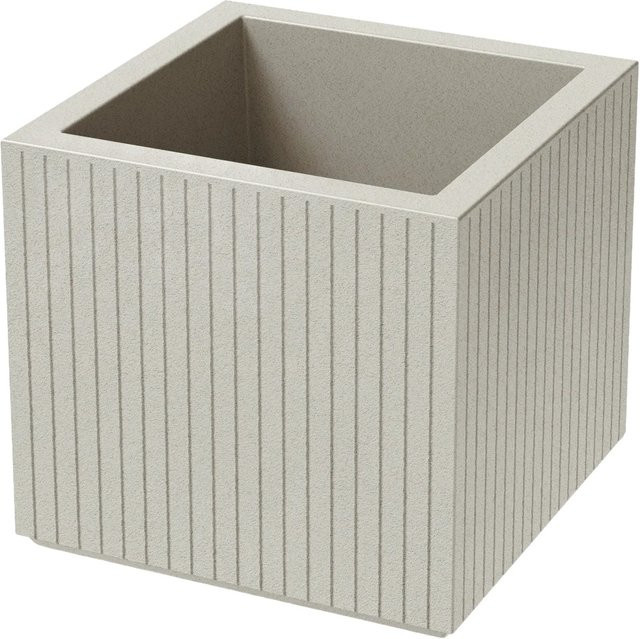 Prosperplast Blumentopf Coro Square in Sand mit modernem Rippen-Design, B/T/H: 40 x 36 x 36 cm - Bild 1