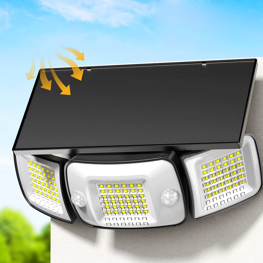 intelamp Solar-Flutlicht für den Außenbereich mit Bewegungsmelder und Dämmerungssensor, Schwarz, 6000 mAh, Cool White - Bild 6
