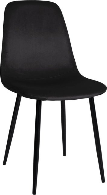 DELUKE Esszimmerstuhl MOVI in Schwarz aus Samt und Metall, H: 88 cm, B: 44 cm, T: 51 cm - Bild 1
