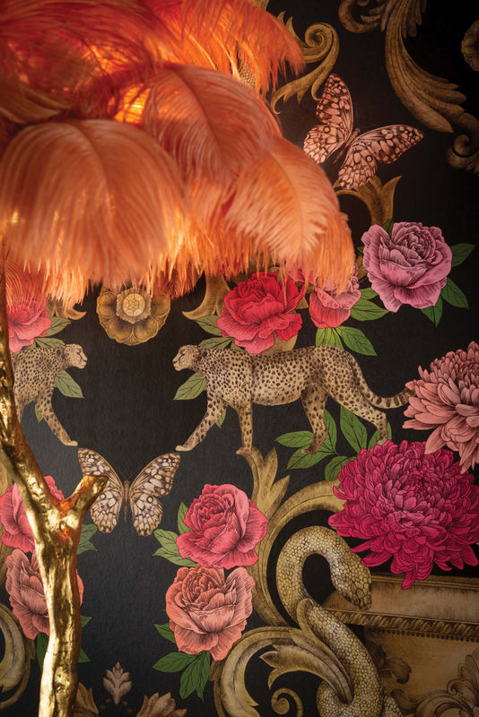 Matthew Williamson Tapete Chateau Noir mit floralem und botanischem Muster in Schwarz, Rot und Multicolour, Vlies-Tapete matt - Bild 3