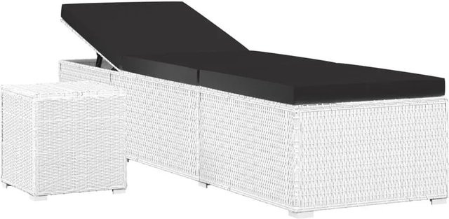 Furnicato Sonnenliege aus weißem Poly Rattan mit wetterfester Auflage und Teetisch - Bild 1