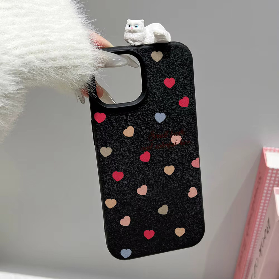 Katzen Handyhülle aus Leder und TPU für Samsung Galaxy S25 Ultra S24 FE A56 5G A55 A54 A53 A17 A16 A15 S23 A36 A07 A06 A05s A35 A34 A26 in Pink oder Schwarz - Bild 2