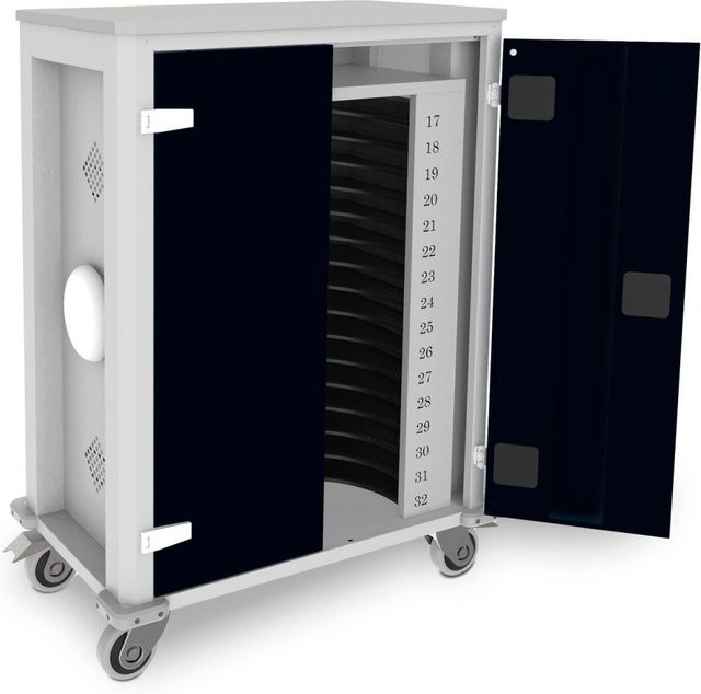 rotstahl Tabletwagen Power für 32 Tablets mit Access Point, lichtgrauer Korpus und schwarze Details, B/T/H: 73 x 44 x 105 cm - Bild 1