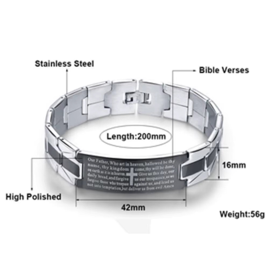 VQYSKO Armband, Edelstahl, schwarz-weiß, Geometrie, 9mm, Unisex - Bild 2