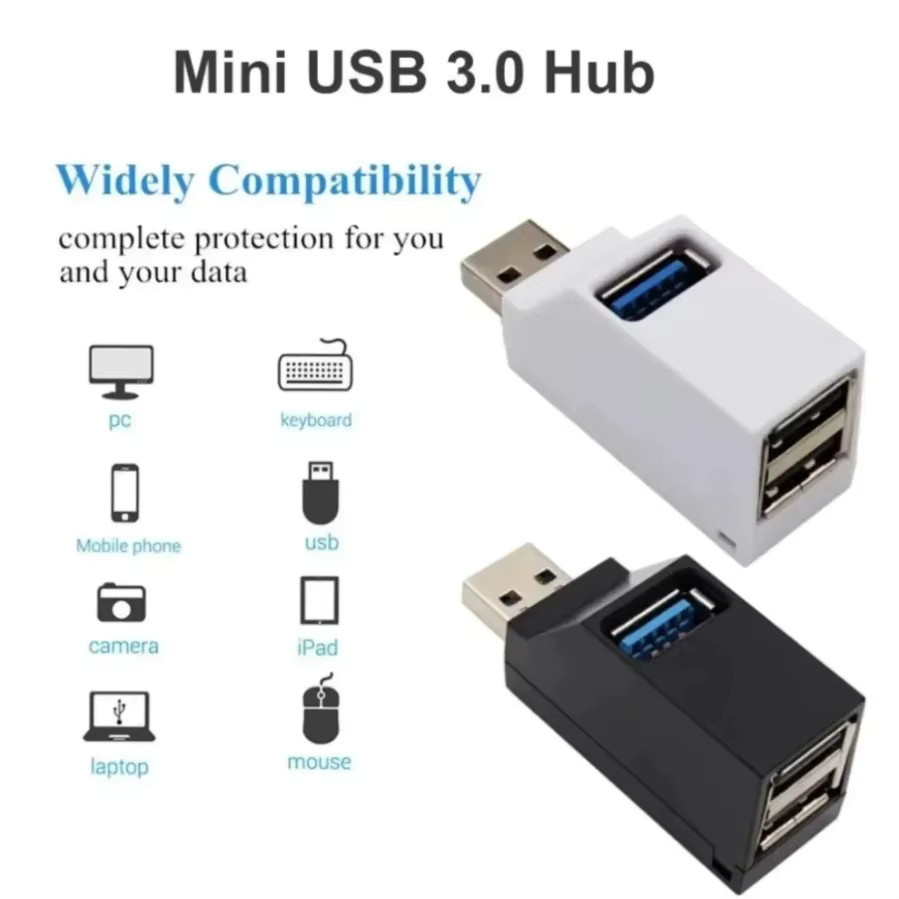 LccKaa USB 3.0 Hub Adapter mit 1 bis 3 Ports als High Speed Mini Splitter für PC und Laptop in Schwarz oder Weiß - Bild 2
