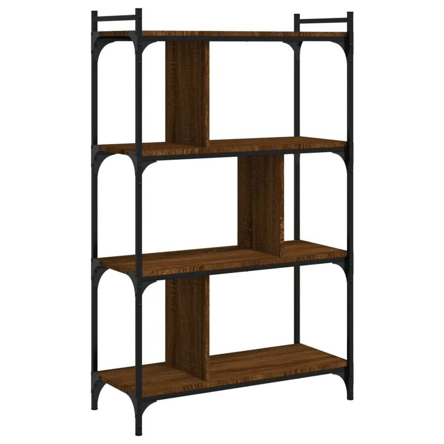 vidaXL Bücherregal mit 4 Böden in Eiche Braun aus Holzwerkstoff und Metall, B/T/H: 76 x 32 x 123 cm - Bild 2