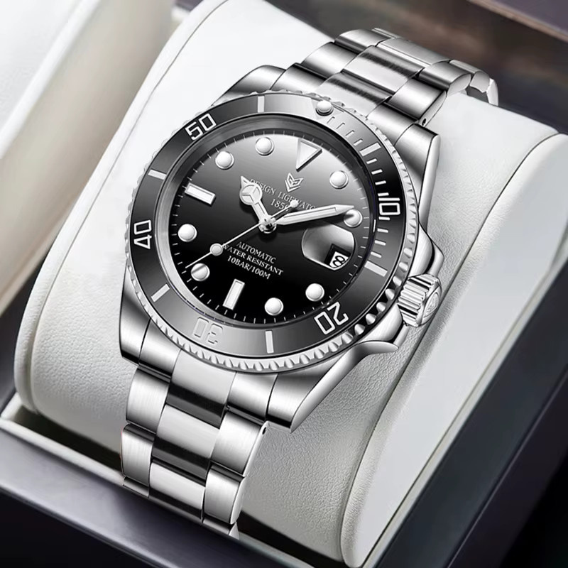 LIGE Armbanduhr Automatik, Edelstahl, Schwarz, Herren - Bild 6