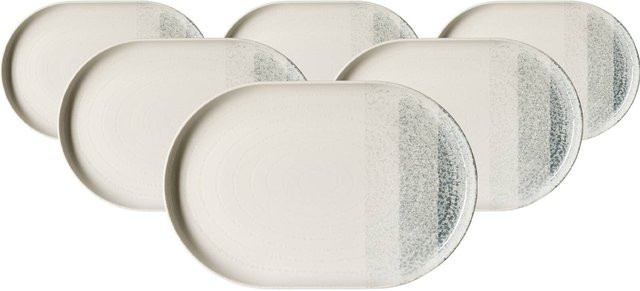 Ritzenhoff & Breker Trio Servierplatten aus Keramik, Grau, gestreift, 6er Set, B/T: 30 x 20 cm - Bild 1
