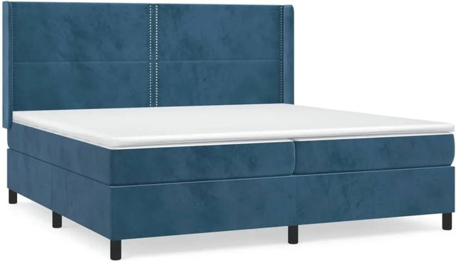 vidaXL Boxspringbett mit Matratze Dunkelblau Samt B/T/H: 200 x 200 x 203 cm - Bild 1