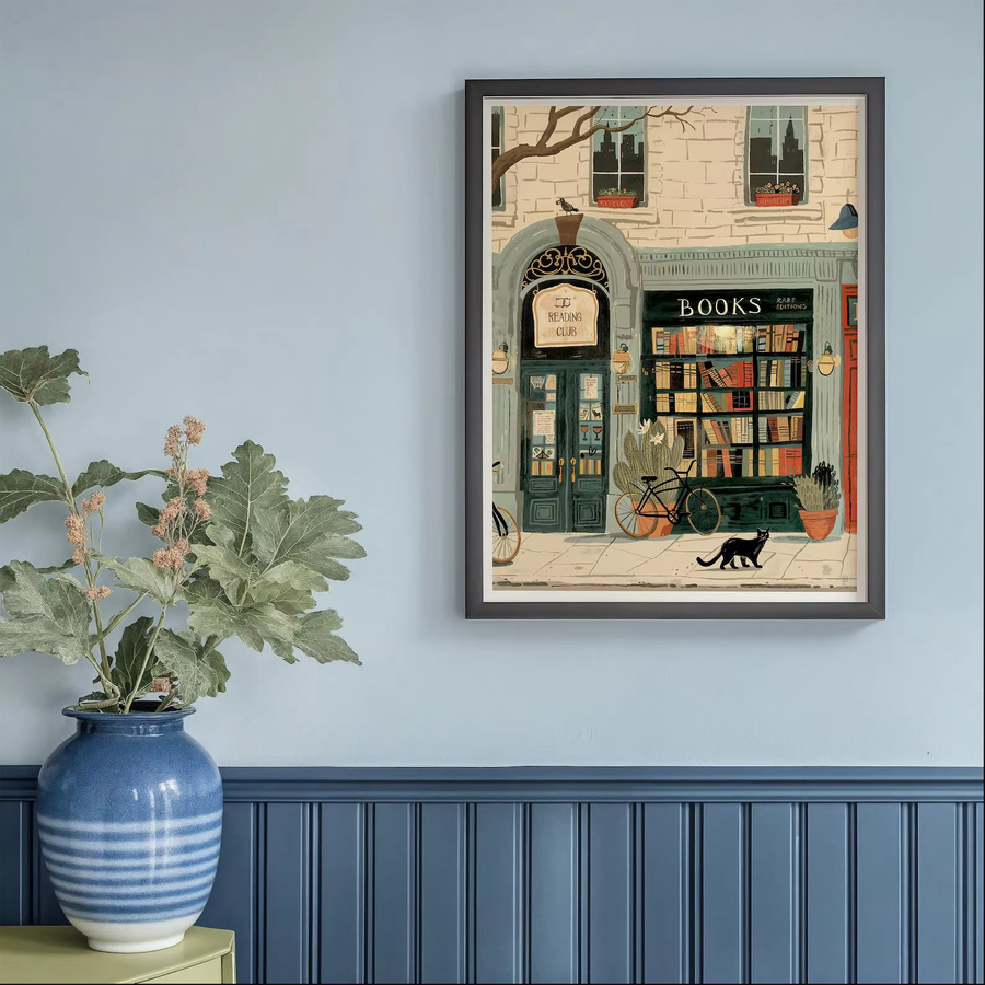 Kunstdruck Buchhandlung Illustration als Wanddekoration für deine Lesecke oder dein Home Office - Bild 2