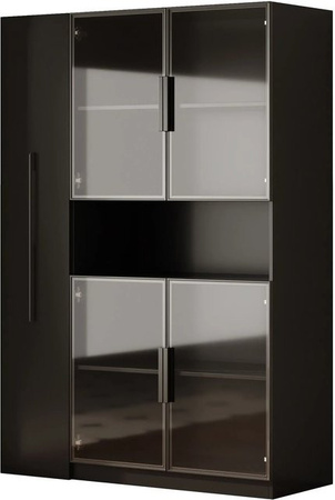 okwish Glasvitrine mit LED-Beleuchtung und Schubladen in Schwarz, B/T/H: 110 x 35 x 160 cm