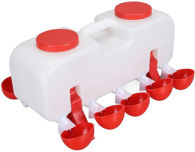 KaiSai Hühnertränke in Weiß mit 10 Wassernäpfen und 10 l Fassungsvermögen für Geflügel wie Enten und Gänse - Bild 1