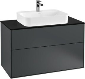 Villeroy & Boch Waschtischunterschrank Finion Wandhängend Schwarz Lackiert B: 100 cm, T: 50,1 cm, H: 60,3 cm - Bild 1