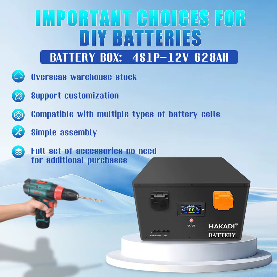 HAKADI 4S 628A DIY BOX mit 300A Smart BMS für EVE MB56 Akku, 12V 628Ah Akku für Solaranlagen und Boote, Schwarz - Bild 5
