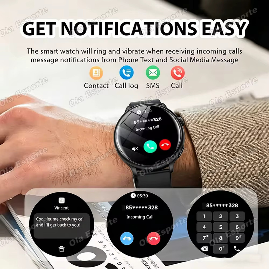 Ola Esporte Smartwatch, Schwarz, Leder, 1,5 Zoll, Bluetooth - Bild 4