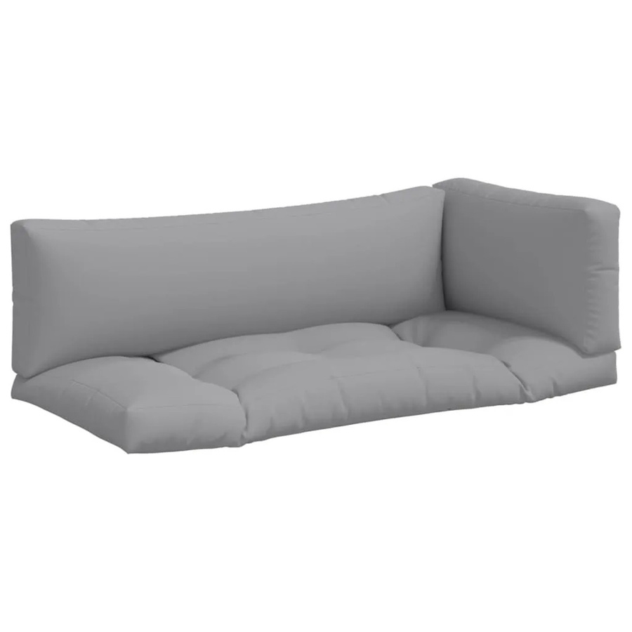 vidaXL Palettenkissen 3-teiliges Set aus Polyester in Grau, wasserabweisend und UV-beständig - Bild 2