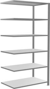 Schulte Anbauregal Büro-Steckregal MULTplus150 aus verzinktem Stahl mit 6 Fachböden, Farbe Grau, B/T/H: 200 x 100 x 60 cm - Bild 1