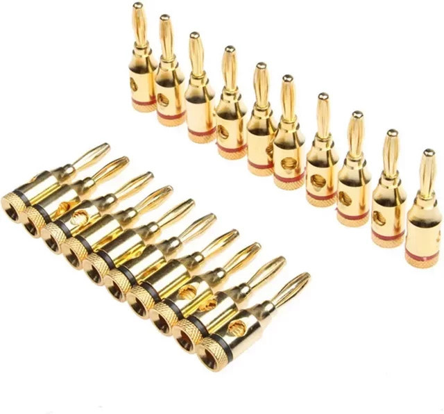 24 Karat vergoldete Bananenstecker 4 mm für Audio-Lautsprecheranschlüsse im 20/8 Stück Set in Gold - Bild 1
