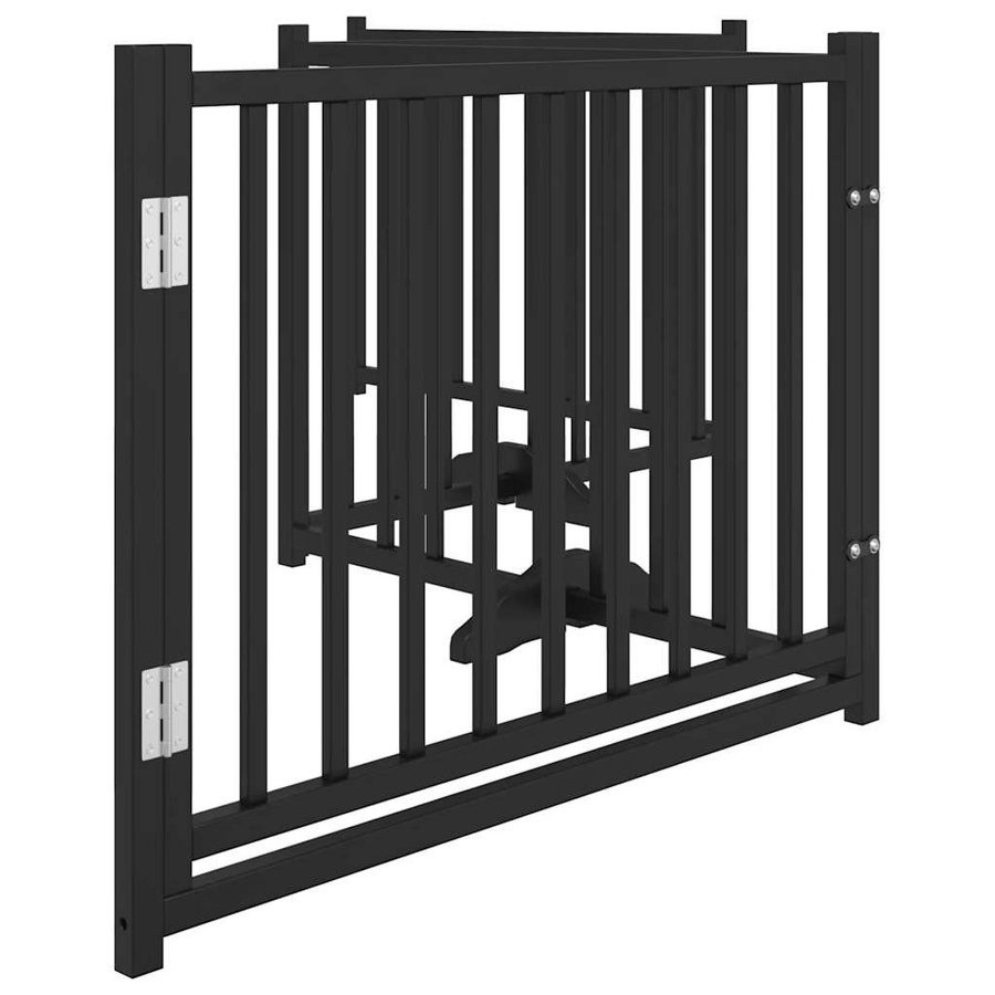 vidaXL Hundetor aus massivem Tannenholz, 4-teilig faltbar mit Tür, Schwarz, Breite: 320 cm - Bild 4