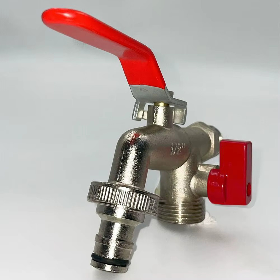 Ersatzarmatur für IBC Wassertank mit Messing-Hahn und Hebelgriff, Anschluss 1/2 Zoll, Farbe Gold/Silber - Bild 3