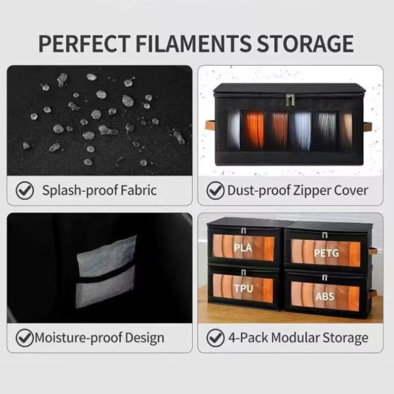 KOQZM Filament-Aufbewahrungsbox aus Stoff in Schwarz für 3D-Drucker-Zubehör - Bild 5