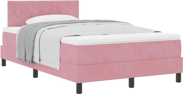 vidaXL Boxspringbett mit Matratze und Kopfteil in Rosa, Samt, B/T/H: 120 x 200 x 280 cm - Bild 1