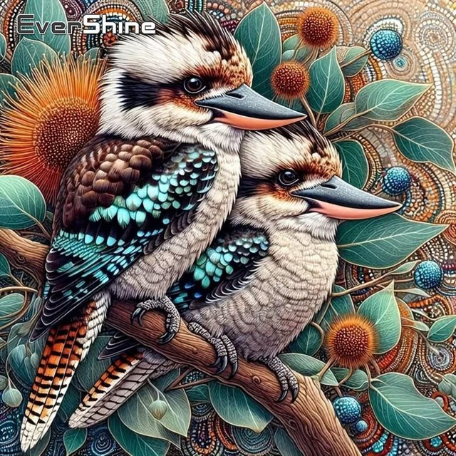 EverShine 5D DIY Diamant-Stickerei Vogel-Gemälde als Rundes Diamant-Mosaik-Set in Multicolour zur Heimdekoration - Bild 1