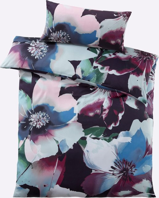 Heine Home Bettwäsche aus 100% Baumwolle in Mako-Satin mit floralem Blüten-Dessin und Reißverschluss, Multicolor - Bild 1