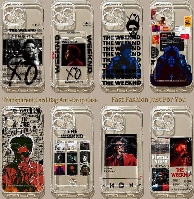 HEISS The Weeknd Fashion Kartenhalter-Hülle für iPhone 17 16 15 14 13 12 11 Pro Max Air Plus Mini, transparente sturzsichere Schutzhülle - Bild 1