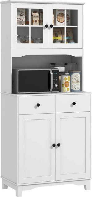 HOMCOM Küchenschrank Hochschrank in Weiß mit Glastüren und Regalfächern, B/T/H: 40 x 74,5 x 172 cm - Bild 1