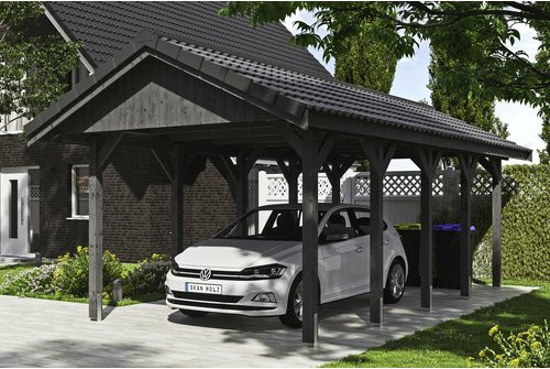 Satteldach-Carport Wallgau von SKANHOLZ aus Nadelholz in Schiefergrau, B: 380 cm, T: 750 cm, Höhe: 313 cm - Bild 1