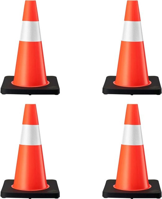 Wiltec Verkehrskegel Set 4 Stück, Orange-Schwarz, Höhe: 45 cm - Bild 1