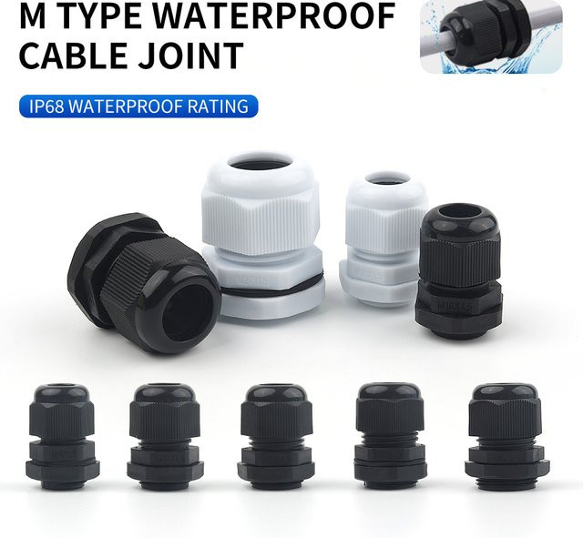 10er Set DIY GO Nylon Kabelverschraubungen IP68 Wasserdicht in Weiß und Schwarz mit Dichtung und Klemmklaue für M12 M16 M18 M20 M22 M25 - Bild 1