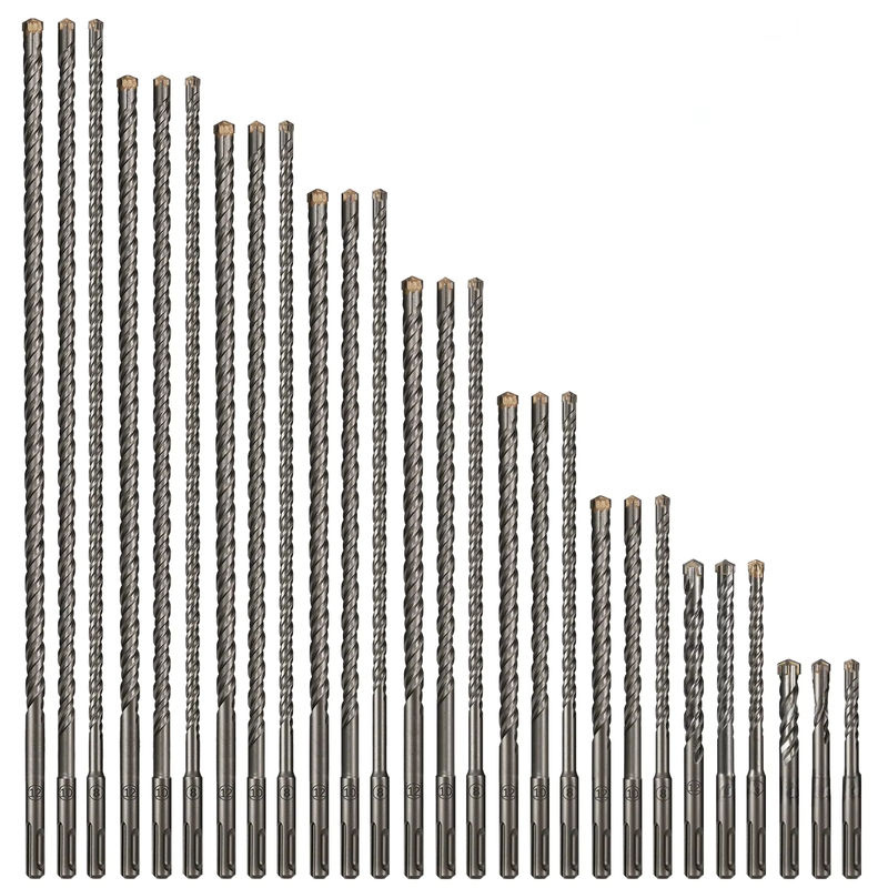 Versery SDS Plus Vierblatt-Schlagbohrer aus harter Legierung für Beton, Farbe: Silber, Länge: 110–500 mm - Bild 7