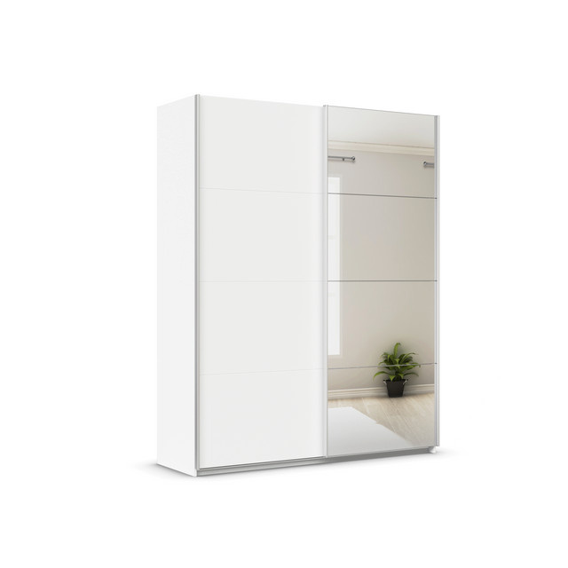 RAUCH Quadra Schwebetürenschrank mit Spiegelelementen und integrierten Schubladen, Korpus Weiß, B/T/H: 181 x 62 x 230 cm - Bild 1