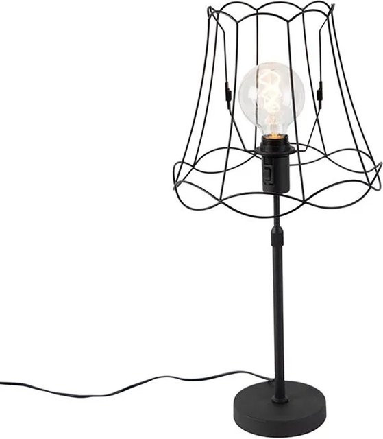 QAZQA Tischlampe Schwarz aus Metall, dimmbar und höhenverstellbar, E27 Fassung - Bild 1