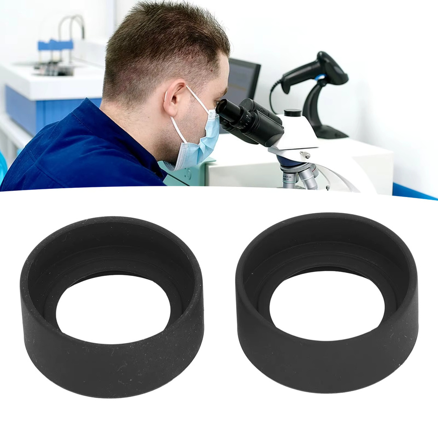 KKMOON Mikroskop-Okular-Augenmuscheln aus Gummi, 2 Stück, Schwarz, Durchmesser: 41 mm, flacher Winkel, passend für 37,5–39 mm Stereomikroskope - Bild 2