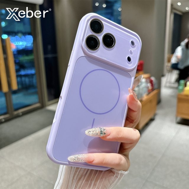 Xeber Schutzhülle mit mattem Glas und Objektivschutz für iPhone 17 16 15 14 13 Pro Max, MagSafe kompatibel, Stoßfest, Farbe: Orange - Bild 1