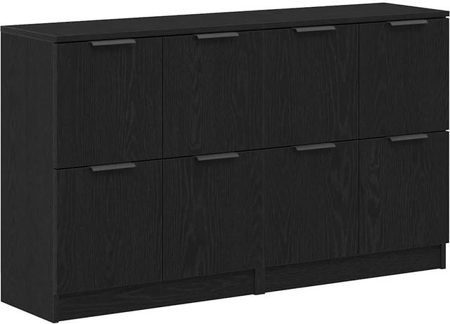 vidaXL Anrichte in Schwarz und Eichen-Optik, modernes Sideboard aus Holzwerkstoff, B/T/H: 180 x 30 x 70 cm - Bild 1