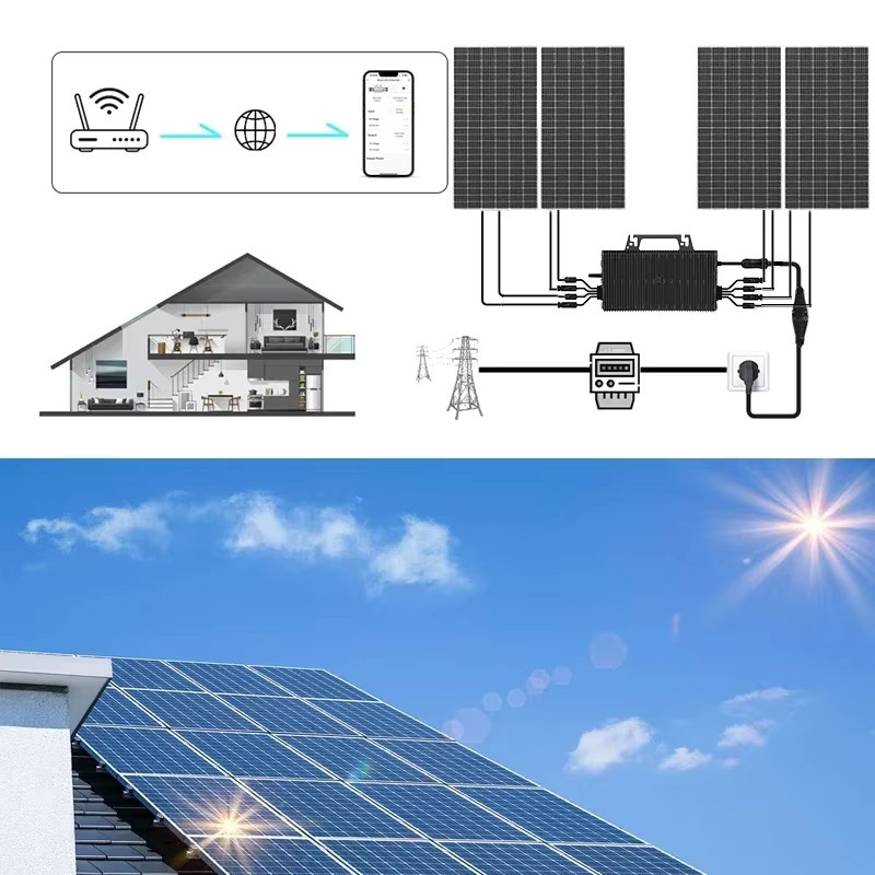 Sukflow Balkon-Solar-Mikrowechselrichter 2400W mit 4 MPPT, Plug-and-Play, WLAN-Überwachung und IP67 Schutz, Schwarz - Bild 2