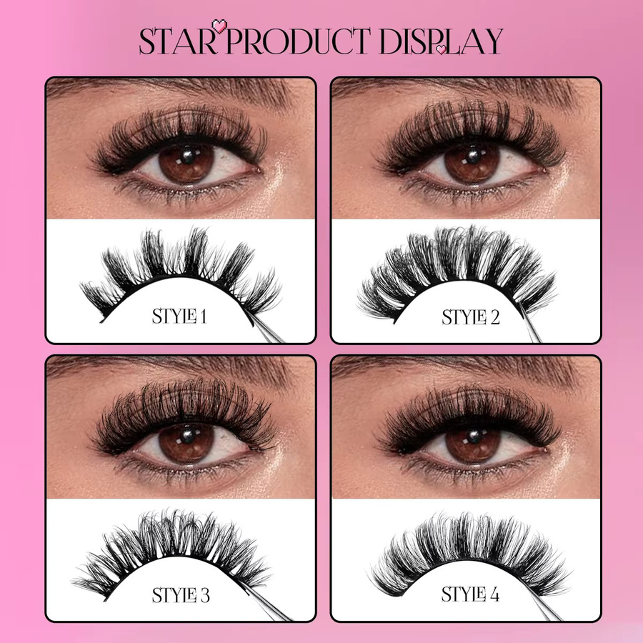 GROINNEYA Falsche Wimpern Faux Nerz 3D, Natürlich, Unisex - Bild 3