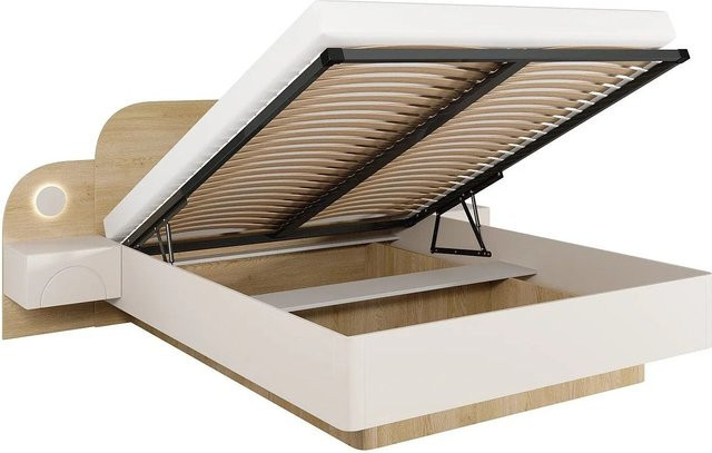 Dartagno Bett mit Bettkasten und LED-Beleuchtung in Beige, B/T/H: 160 x 200 x 210 cm - Bild 1
