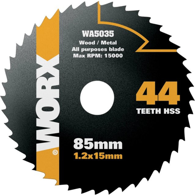 Worx Handkreissägeblatt 44 Zähne WA5035 für Holz, Kunststoff und Metall in Rot/Schwarz - Bild 1