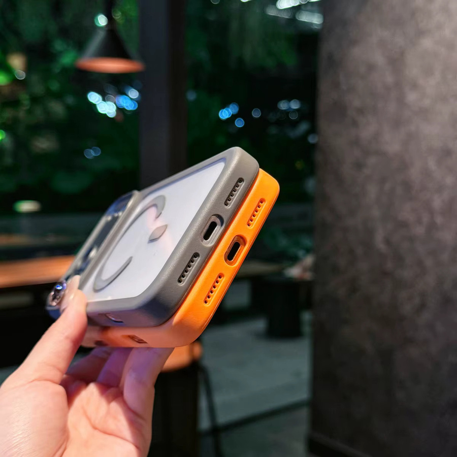 Magnetische MagSafe Hülle für iPhone 17 Air, 16 und 15 Pro Max in Orange und Gold mit kabelloser Ladefunktion - Bild 3